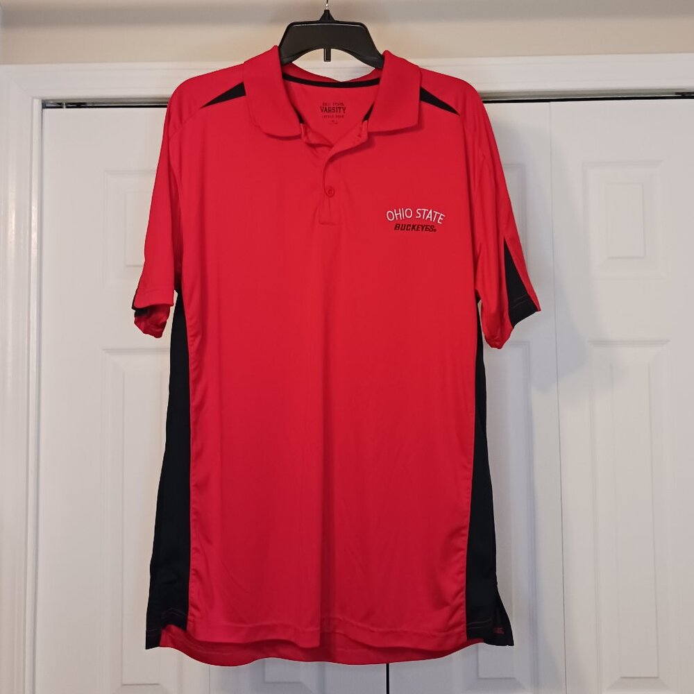 #290 3/$18 - Varsity Red/Black Ohio State Buckeyes Polo Shirt Size XL